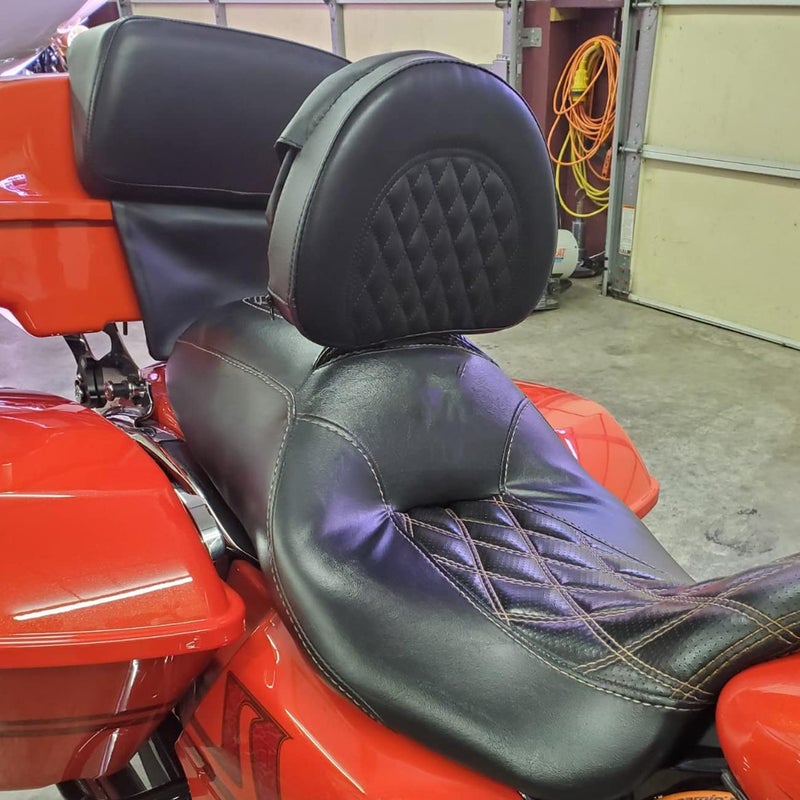 AUFER Black Adjustable Plug-in Driver Backrest Rider Backrest Custom Made Compatible With For Touring Models Road King Street Glide Road Glide Electra Glide 1997-2020 2021 2022 2023 2024 - Image 2